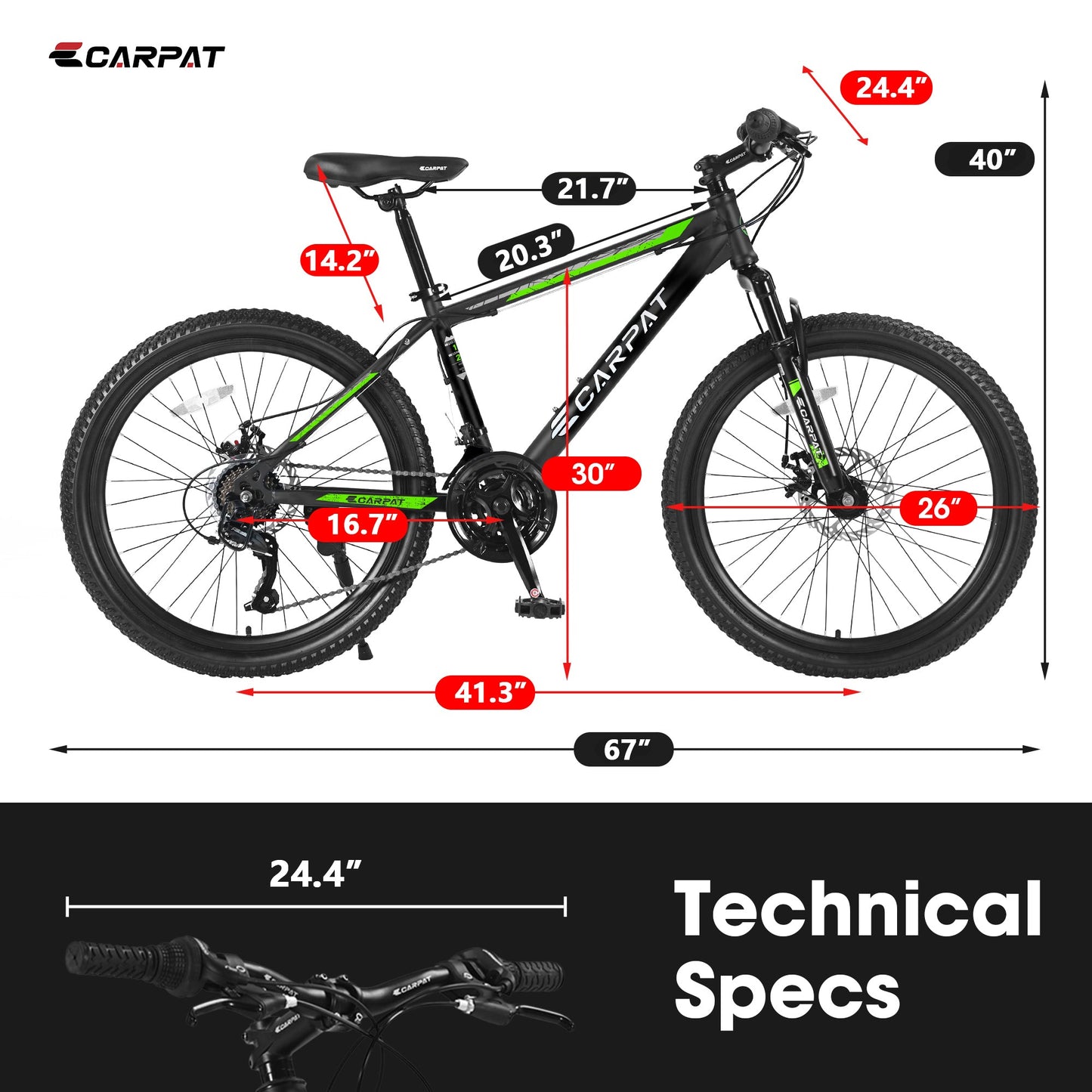 NEW  26" Green Adult & Teenager Mountain Bike