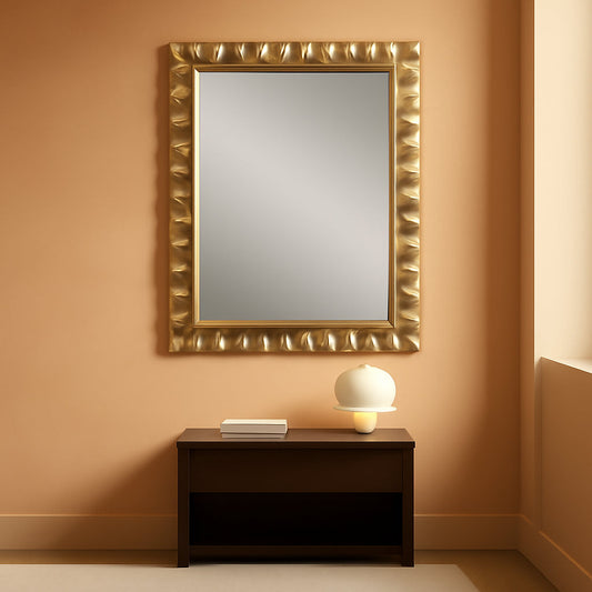 NEW Haya 40 Inch Scalloped Mirror Antiqued Gold Leaf Finish