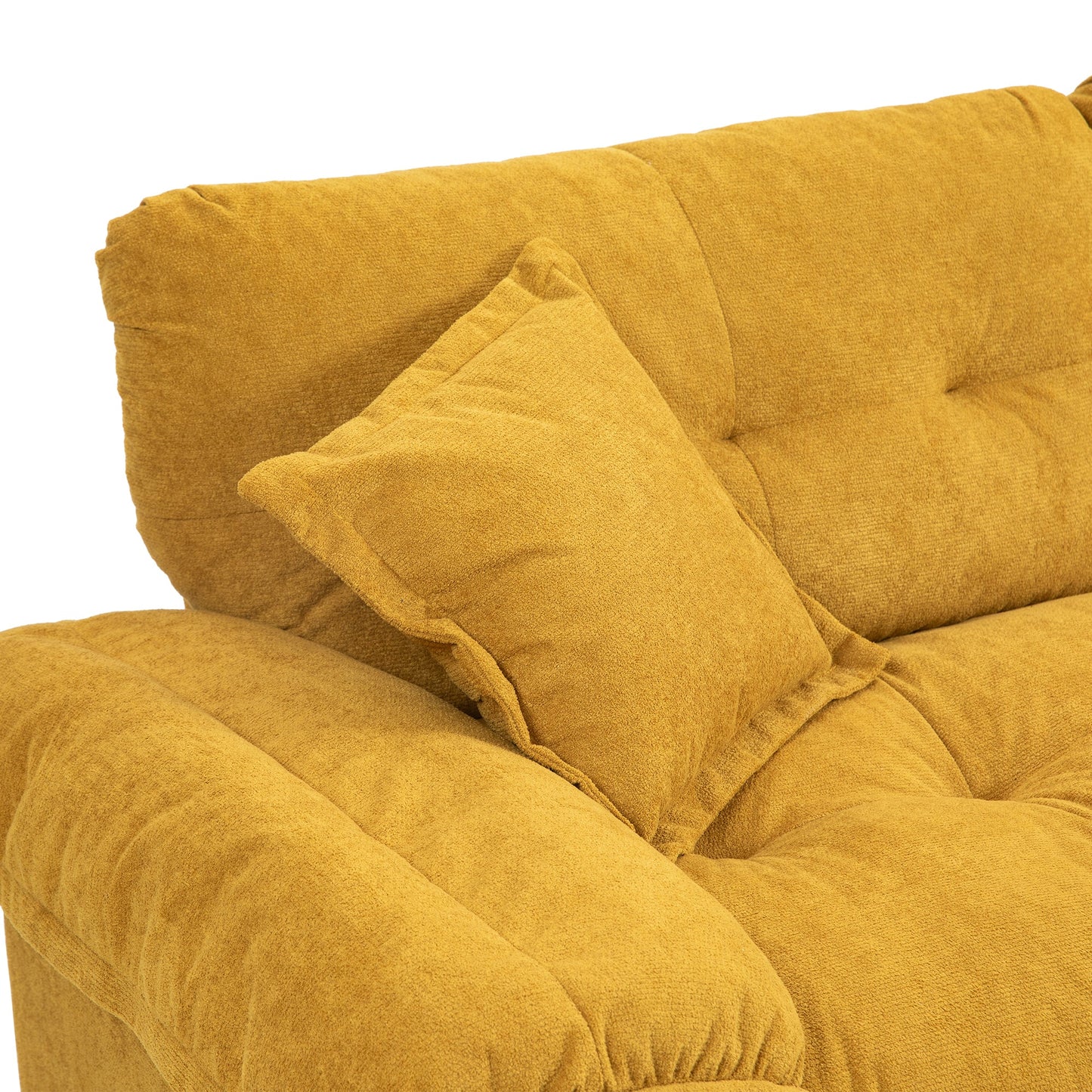 NEW 84' Chenille Sofa Small Sofa Loveseat Deep Seat Sofa Couch with 2 Throw Pillows & Memory Foam for Living Room Apartment Office Lounge-Yellow