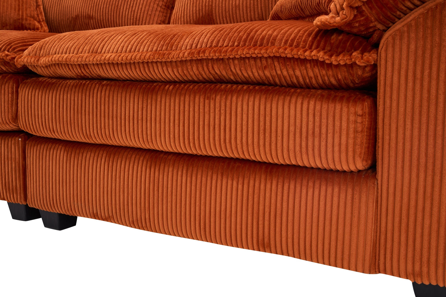 NEW Corduroy 2-seats sofa With 2 back pillows,2 toss pillows and two ottoman,Comfy Sofa- Deep Seat Couch for Living Room,Orange
