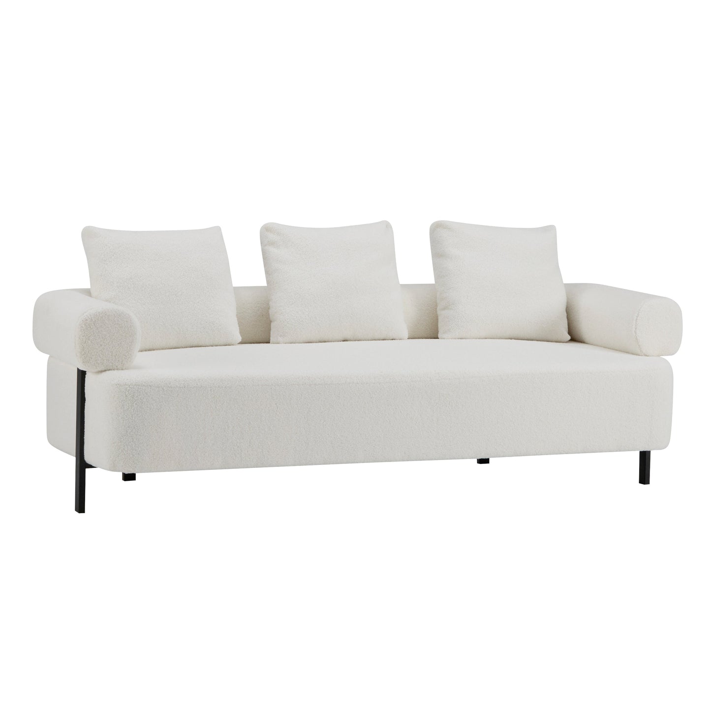 NEW 78' Modern 3-Seater Beige Upholstered Sofa, Oversized Comfy Couch with 3 Plush Pillows for Living Room, Bedroom, Apartment