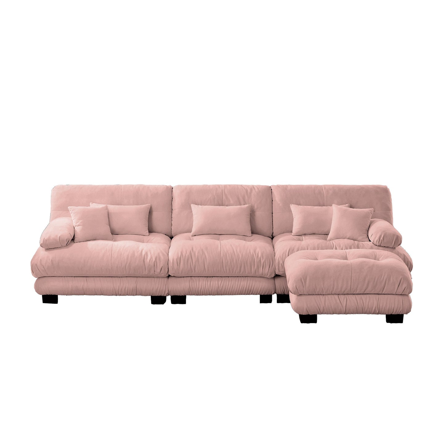 NEW Chenille Pink Luxury Modular Sectional Sofa Oversized L Shaped Cloud Deep Seat Couch with Convertible Ottoman