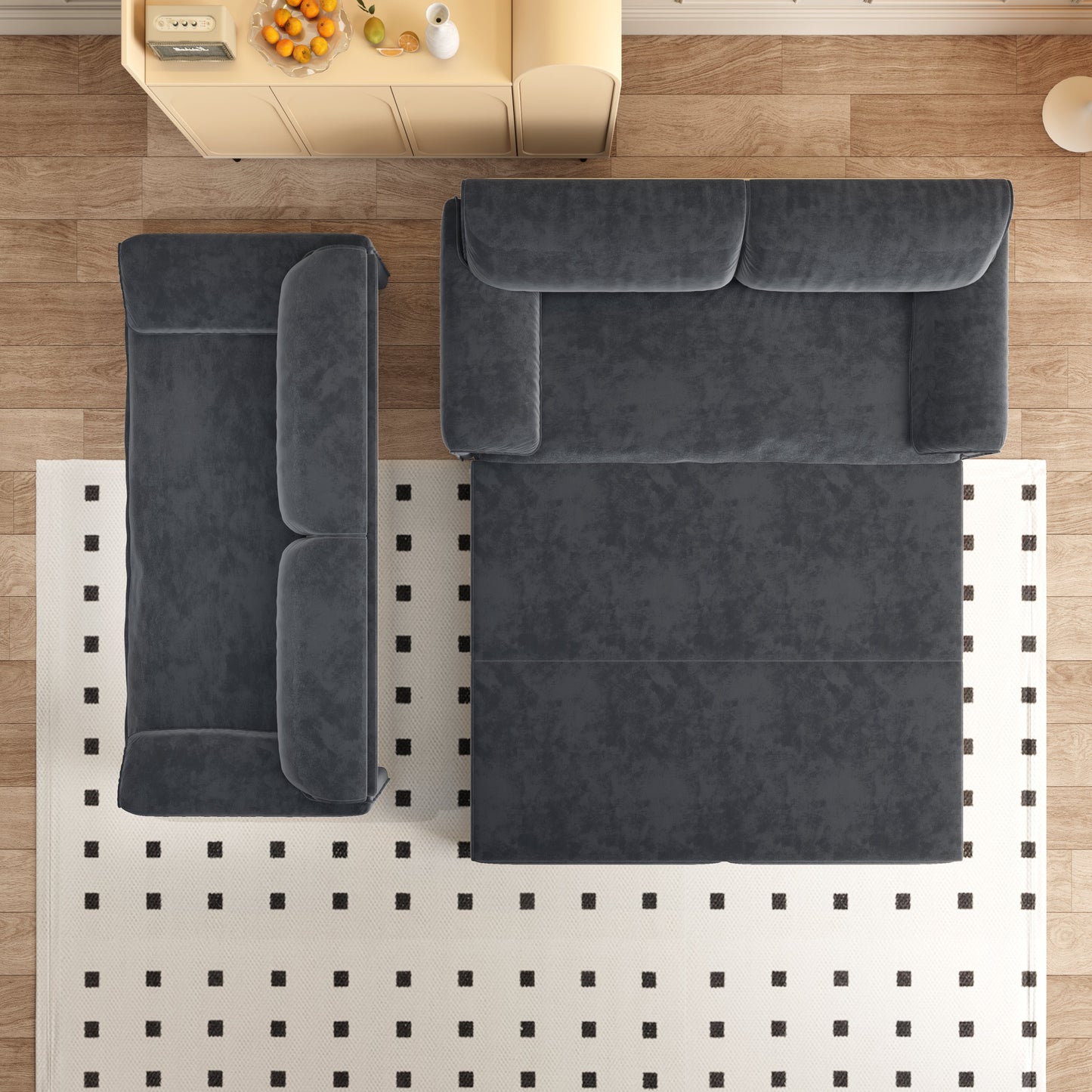 NEW 66' Queen Pull Out 3-in-1 Convertible Sleeper Sofa Bed Multi-Functional Velvet Loveseat with Side Storage