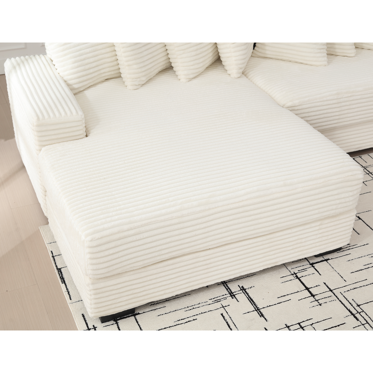 NEW Oversized Two-Piece  Couches,  L Shaped Sofa, Corduroy, Left Chaise Daybed,with Armrests,Eight Throw Pillows,Corner Sofa,Easy To Assemble, Beige