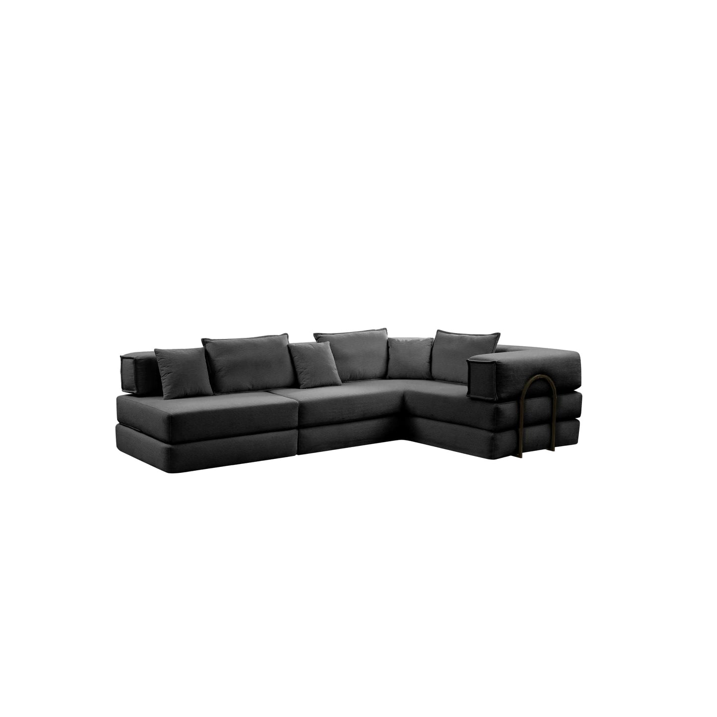 NEW Oversized Black Upholstered Sectional Sofa Set Modular 118.2' L Shaped Living Room Sofa Set with 6 Pillows