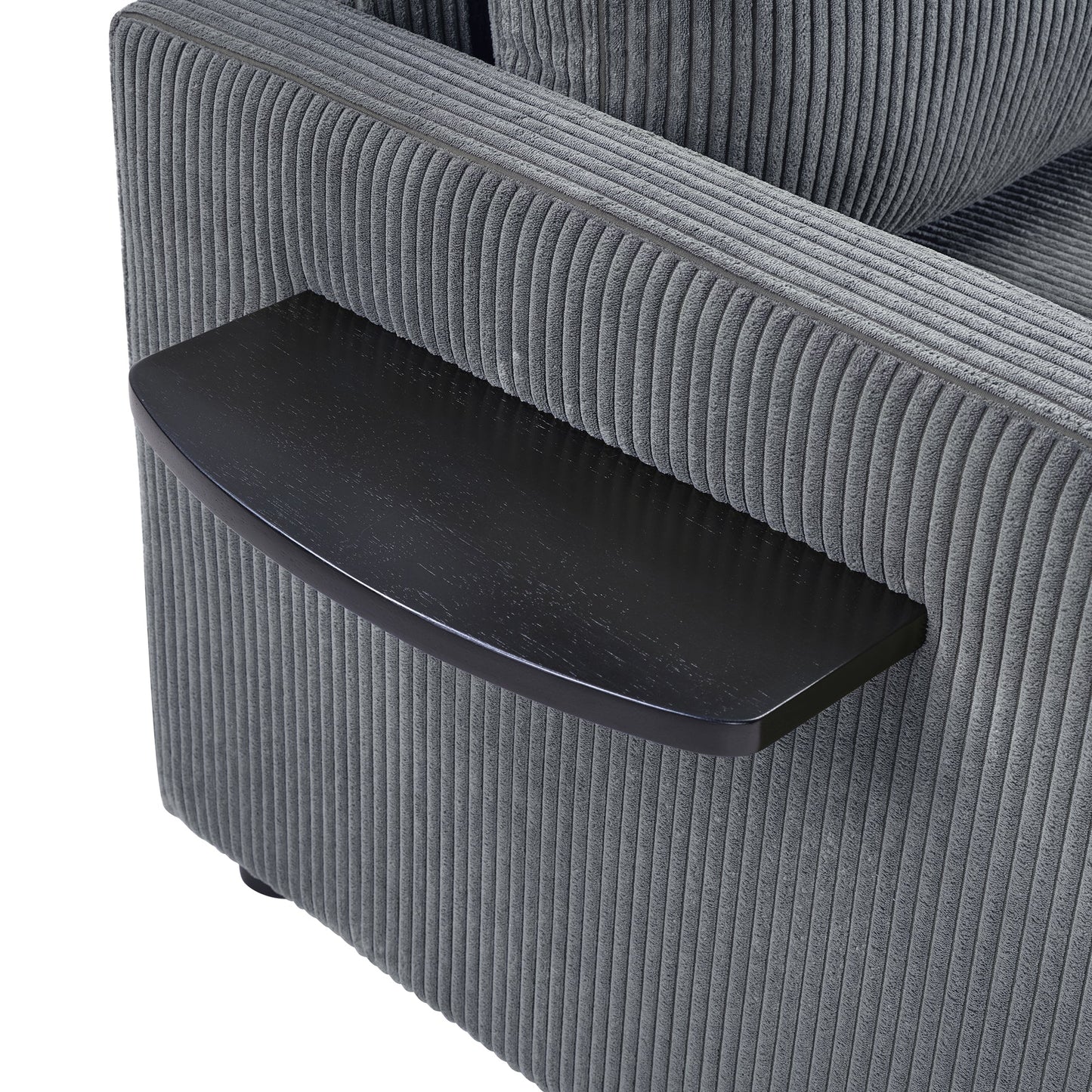NEW Twin Size 47.2' Gray Corduroy Sleeper Loveseat Sofa Bed with Foldable Mattress USB Ports Side Table & Storage Pocket