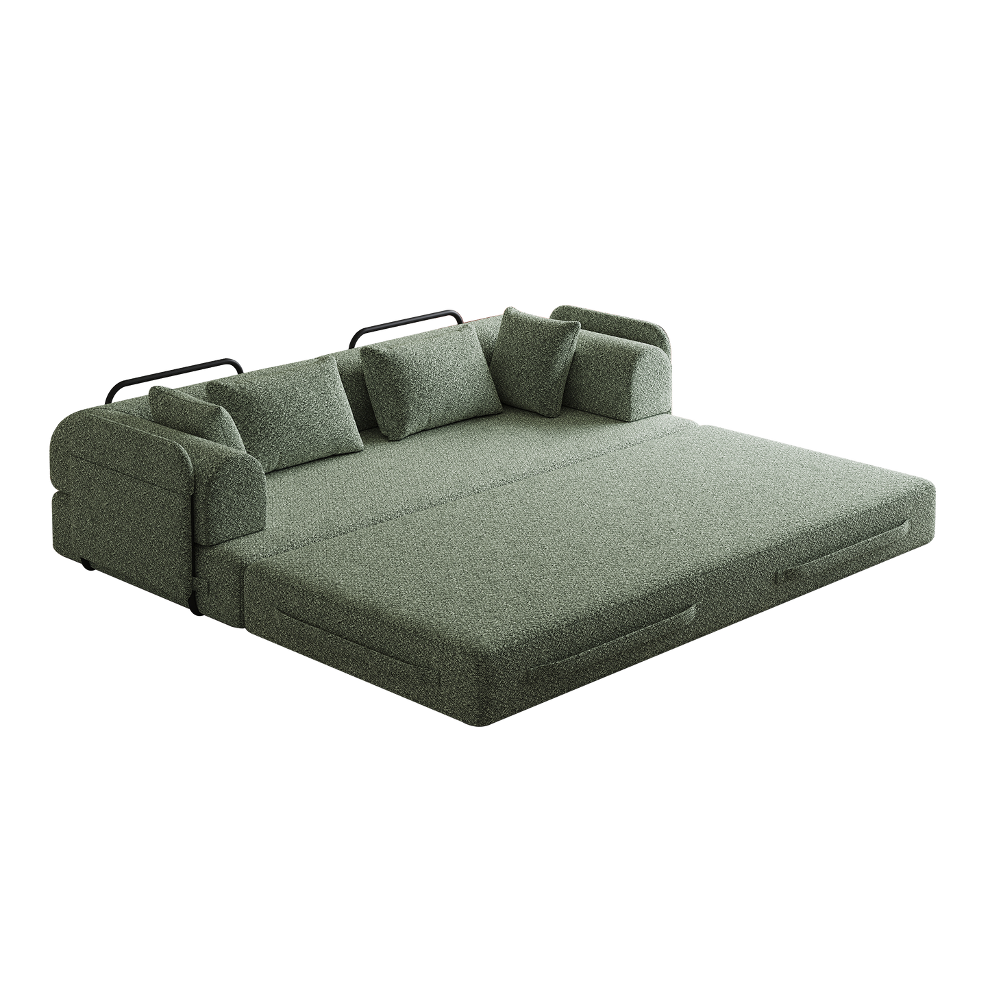 NEW 78.7-Inch Convertible Sleeper Couch Sofa Bed with Cylindrical Pillow Folding Mattress with Side Pocket