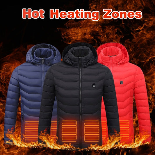 NEW Heated Jacket Coat USB Electric Jacket Cotton Coat Heater Thermal Clothing Heating Vest Men's Clothes