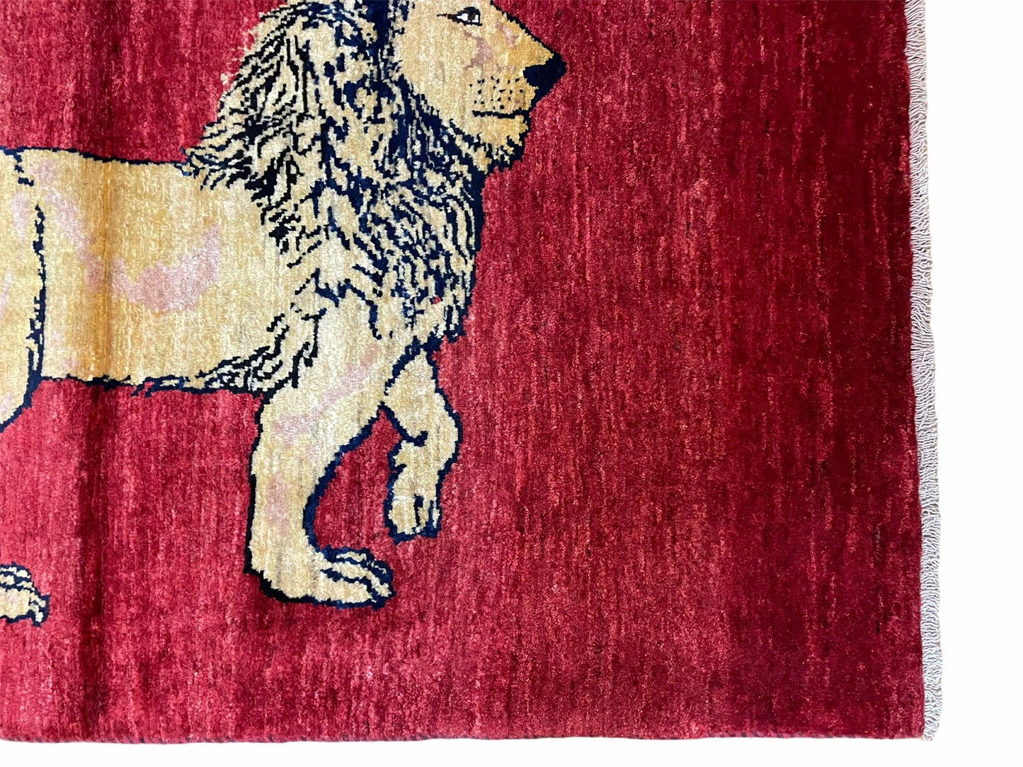 NEW 3 X 5 Handmade Hand-Knotted Quality Wool Rug New Vintage Lion Red Pictorial