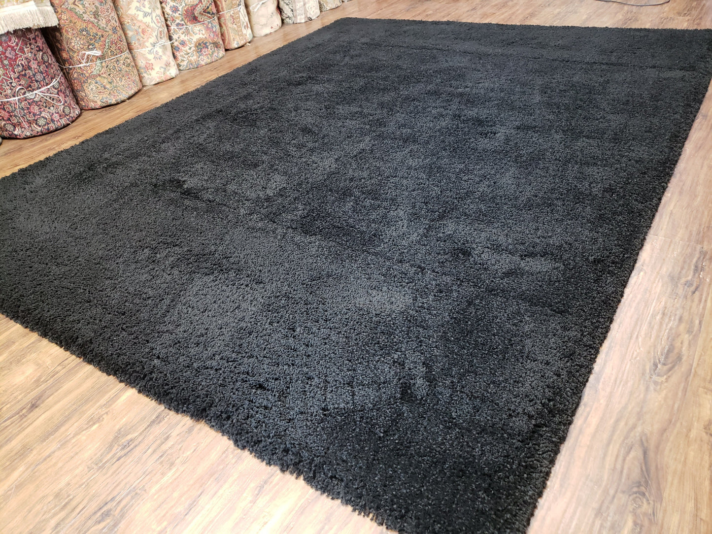 USED Black Shag Rug 8x10, Savafieh Milan Fluffy Black Carpet, Room Sized Shag Rug, Modern Contemporary Rug, Soft Living Room Rug, Bedroom Rug