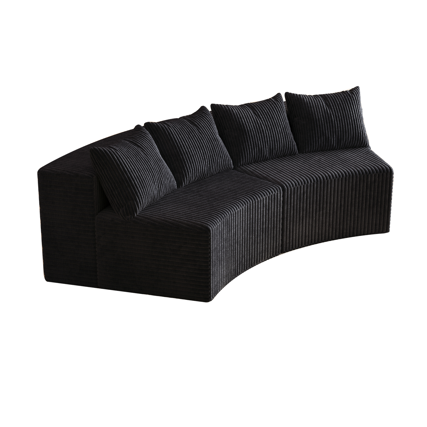 NEW Corduroy curved sectional sofa with four pillows,Curved Symmetrical Modular Semi Circular Sofa Sectional for bedroom, living room, office for leisure or nap, reading room, and lobby(Two modules)