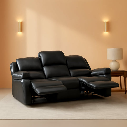 NEW Humphreys Double Reclining Loveseat Black Faux Leather