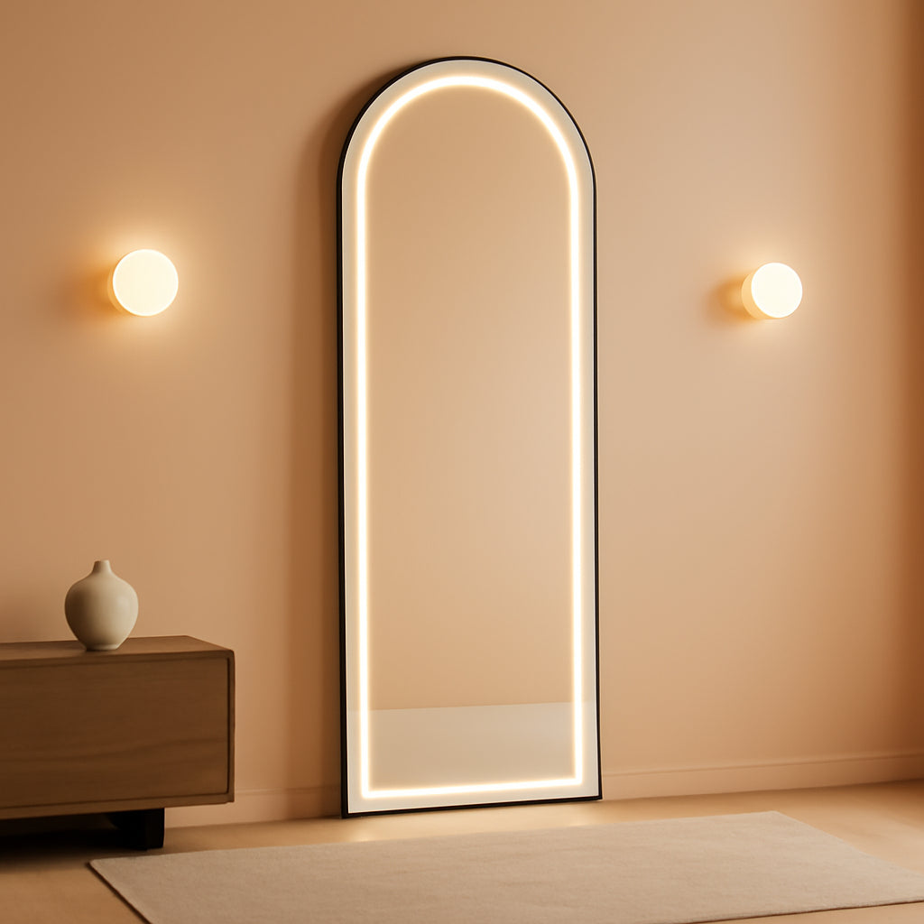 NEW Arched Full Length Floor Mirror With LED Lights 59.8 Inch