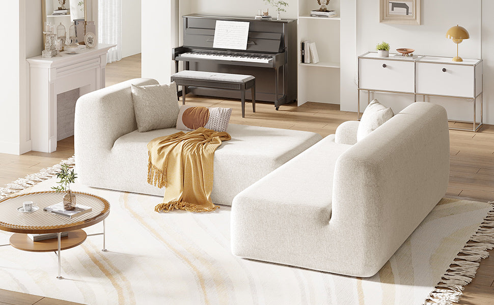 NEW 2 Piece Free Combination U_Style Modern Large L-Shape Modular Sectional Sofa