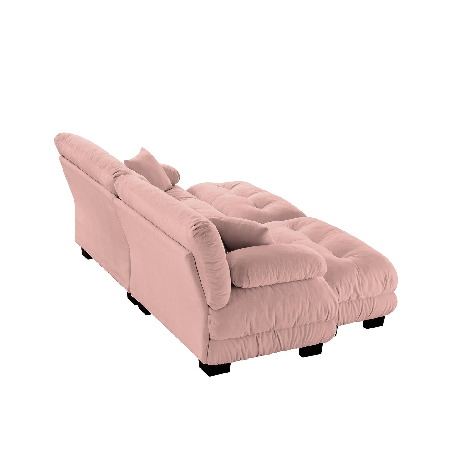 NEW Chenille Pink Upholstered Wide Arm 2 Seater Loveseat Cloud Sleeper Sofa Couch with 2 Lumbar Pillows 2 Throw Pillows 2 Ottomans