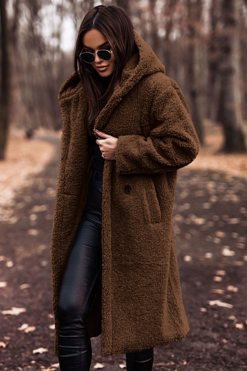 New Autumn Winter Fashion Elegant Long Coat Woman Plush Warm Faux Fleece Coat Women Teddy Jacket Female Teddy Coat Outwear Ladies
