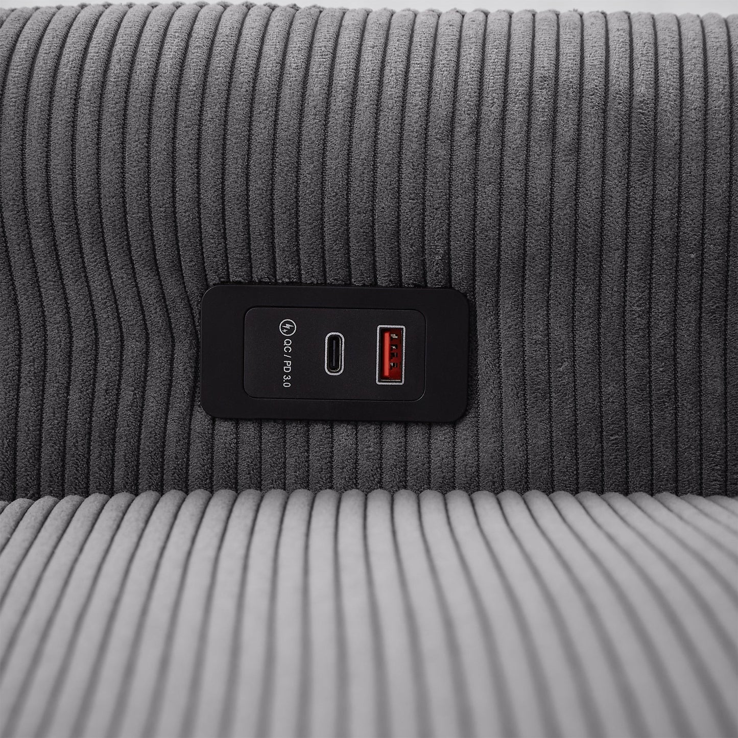 NEW 54.5’ Dark Grey Corduroy Modern Convertible Pull-out Sofa Bed