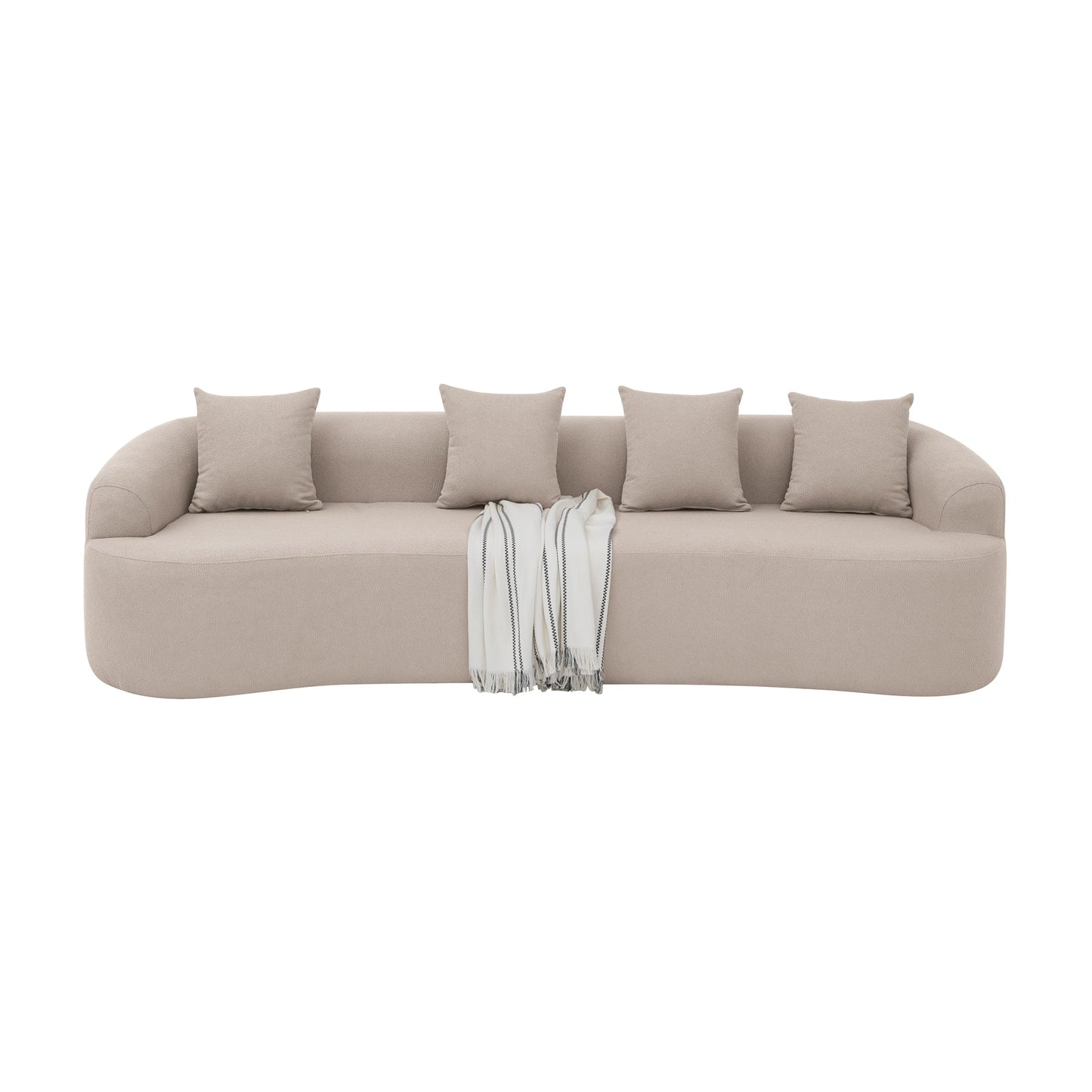 NEW Curved Modular Sectional Sofa in Lamb's Wool Fabric, Modern Minimalist Style, Compressed (No Assembly Required), Comfy for Living Room & Bedroom - Brown