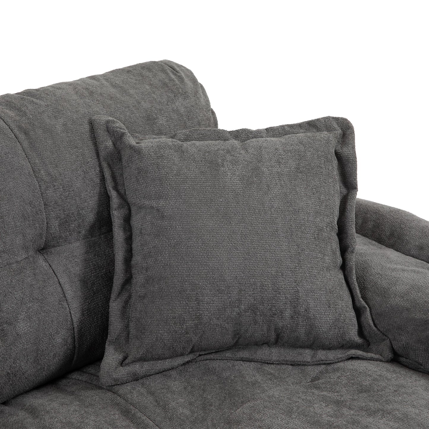 NEW 84' Grey Chenille Small Loveseat Deep Seat Sofa Couch with 2 Throw Pillows & Memory Foam