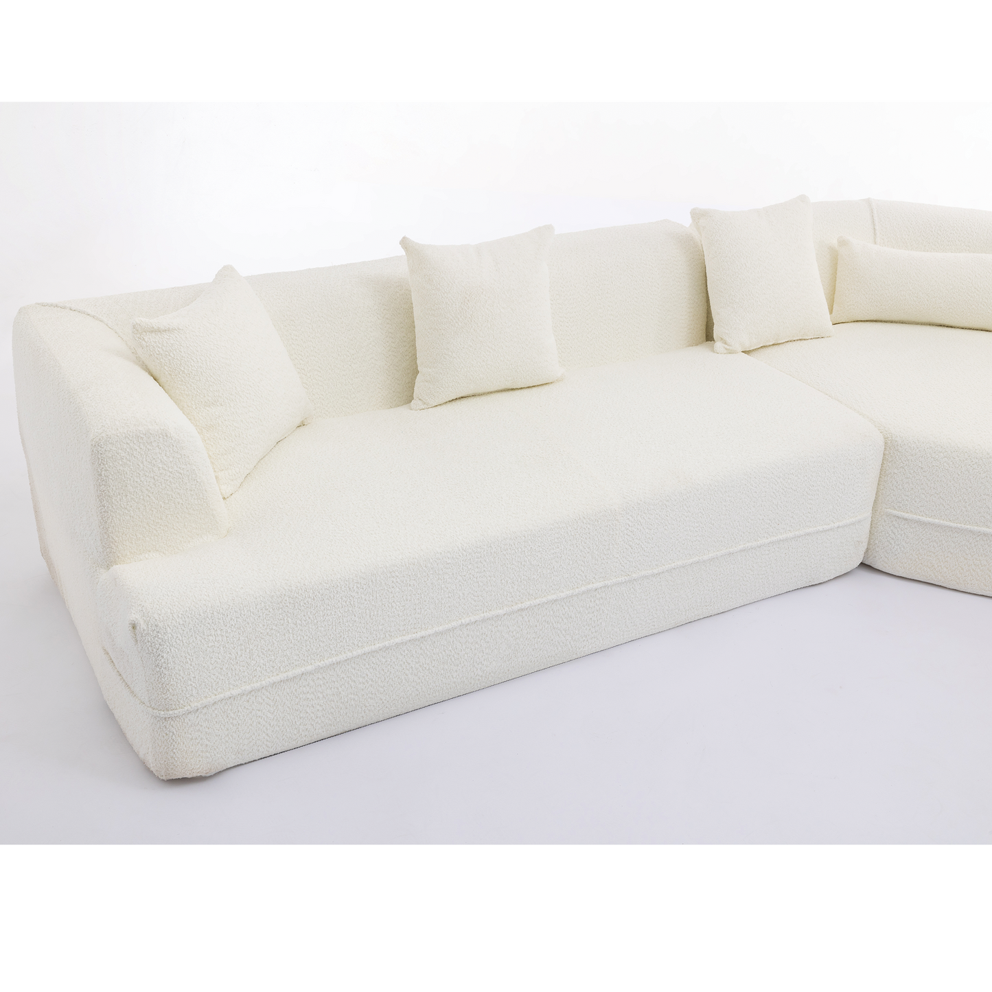 NEW Modern Creamy White Round Fiber Fabric Upholstered Modular Sofa Couch