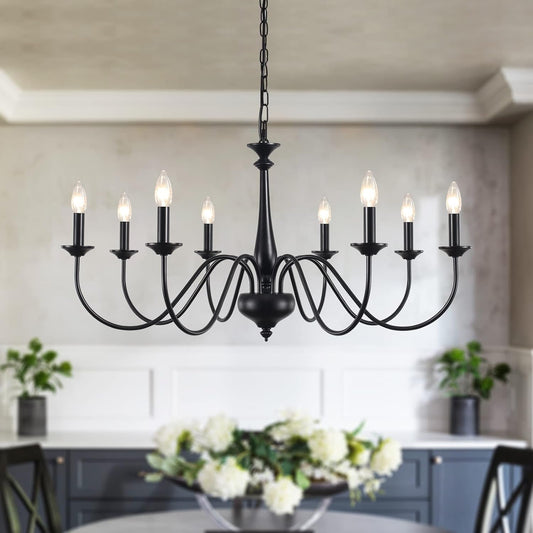 NEW Eight Light Black Farmhouse Chandelier for Dining Room