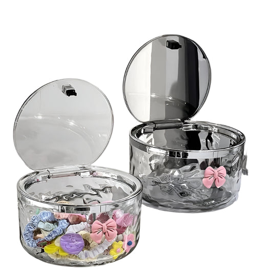 NEW Children's Water Ripple Finishing Box Desktop Hairpin For Girls Rubber Band Transparent Storage