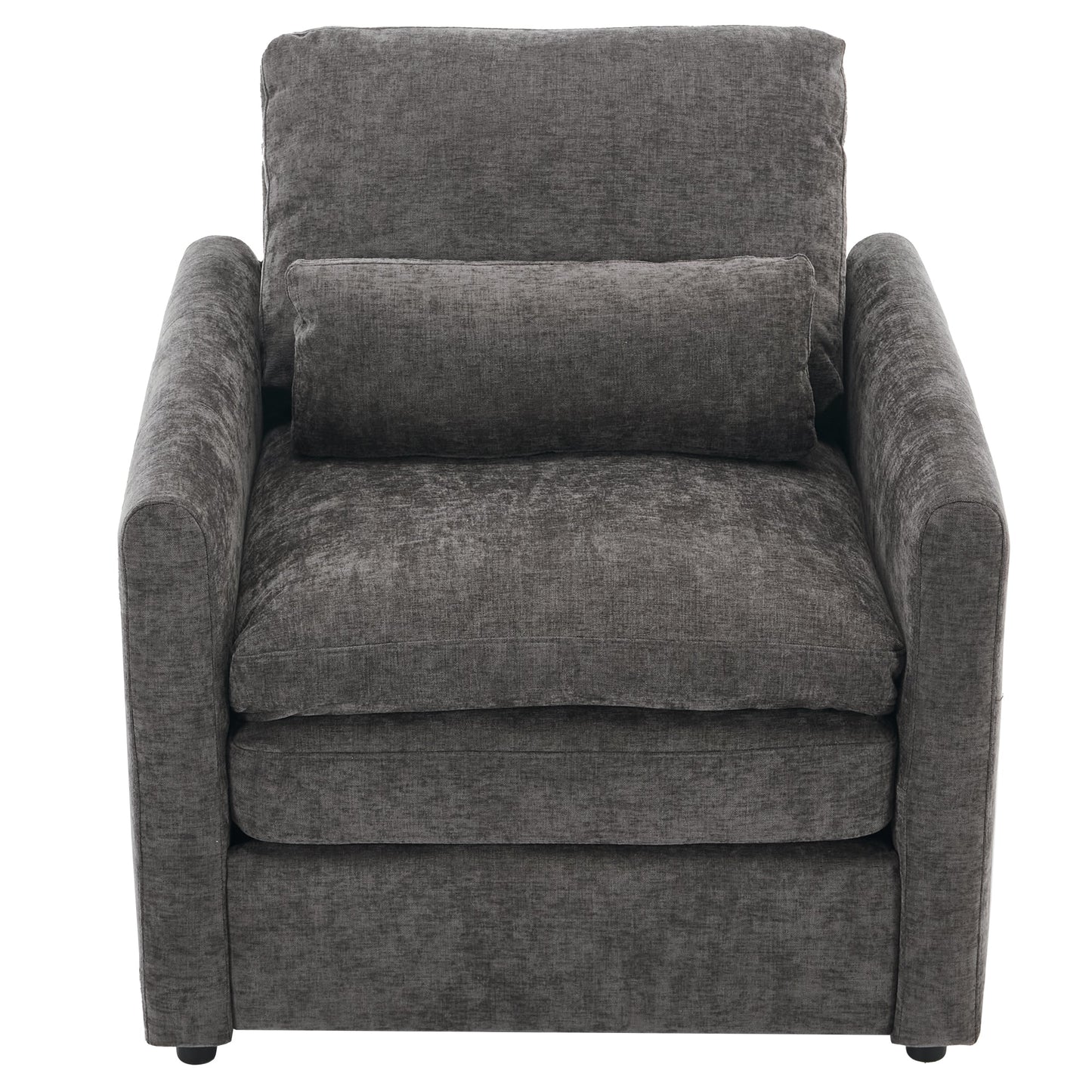 NEW Cozy Upholstered Armchair with Double Cushion in Grey Chenille, 31.9 Inches