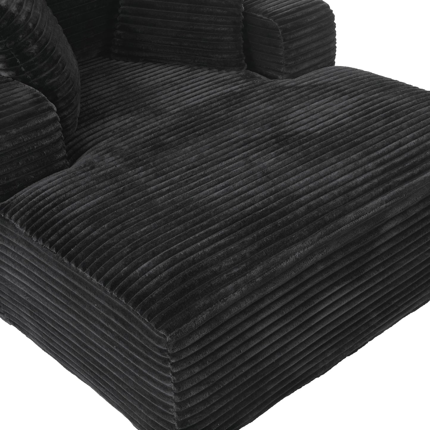 NEW Modern Black Corduroy Chaise Lounge Sofa Bed with Removable Pillows, 48.8' Upholstered Sleeper Sofa