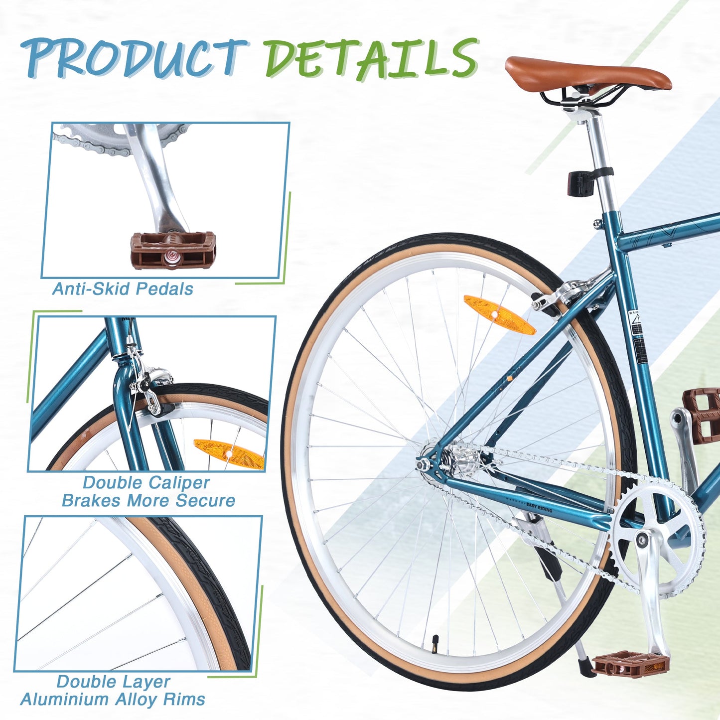 NEW Single Speed Retro style 700C Road Bike For men women's City Bicycle,Steel Frame