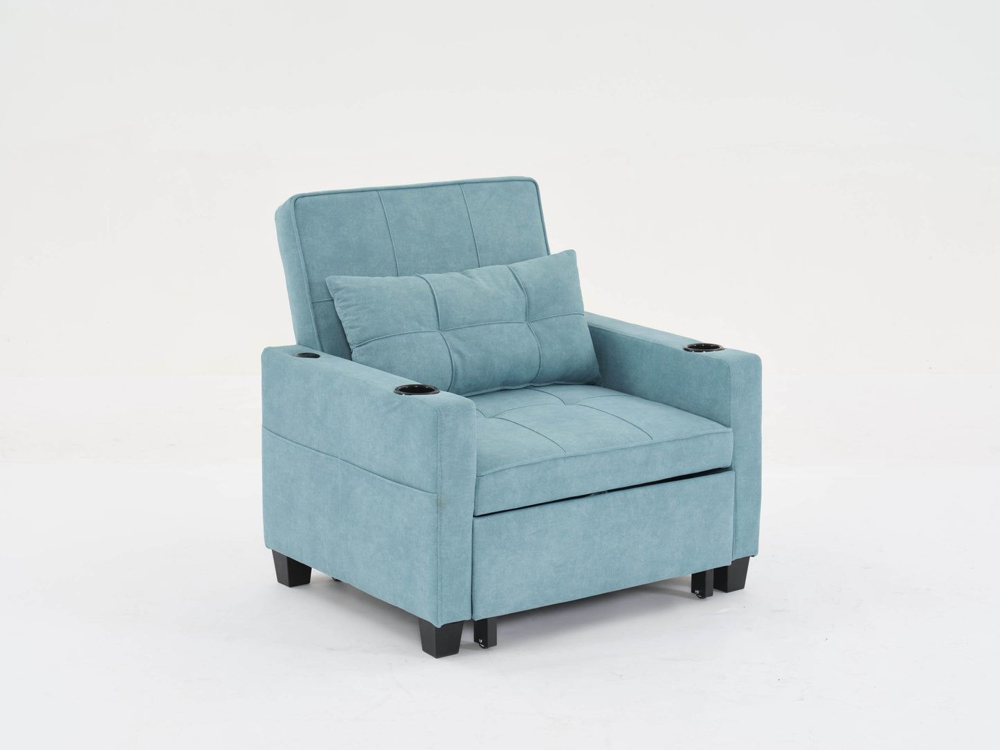 NEW Green Scratch Cloth Futon Chair Bed Convertible 3-in-1 Pull Out Sleeper Bed with USB Port