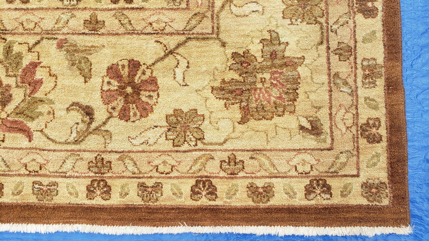 USED Indo Persian Rug 10x14, Mahal Sultanabad Oriental Carpet, Burnt Orange & Beige, Handmade Wool Area Rug