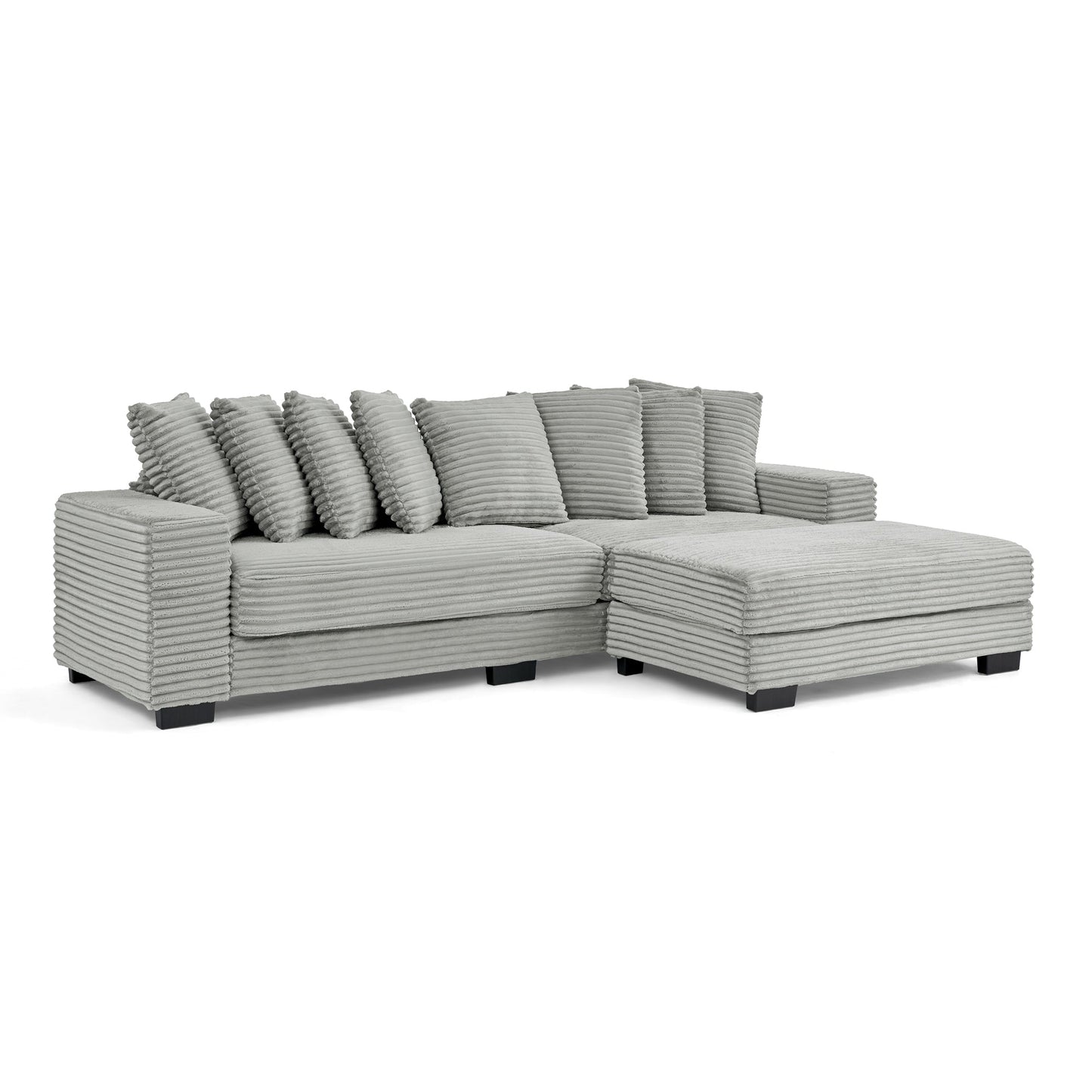 NEW Gray Corduroy Tufted Upholstered Sleeper Sectional L-Shaped Modular Convertible Sofa