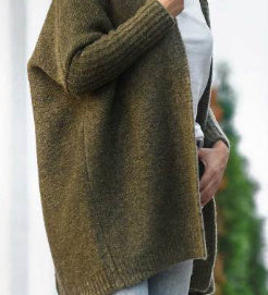 New Fashion Bat Sleeve Hooded Cardigan Oversized Loose Temperament Solid Color Sweater Womens Clothing