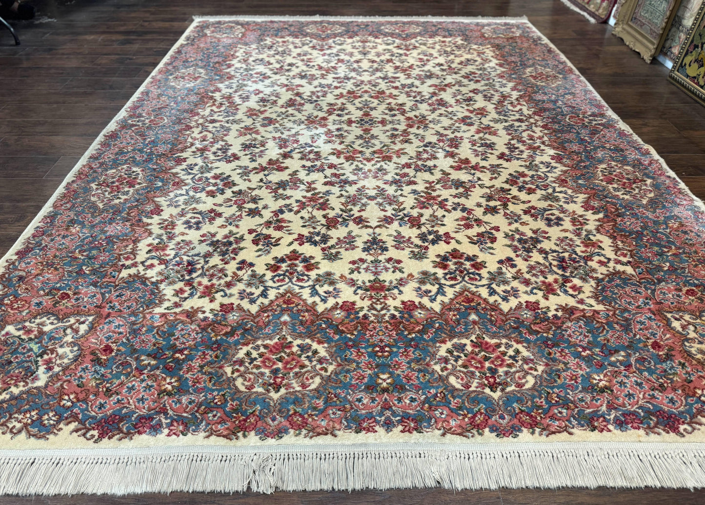 USED Karastan Rug 8.8 x 12 Ivory Kirman #788, Original 700 Series, Wool Karastan Carpet, Karastan Area Rug, Vintage Karastan, Living Room Rug