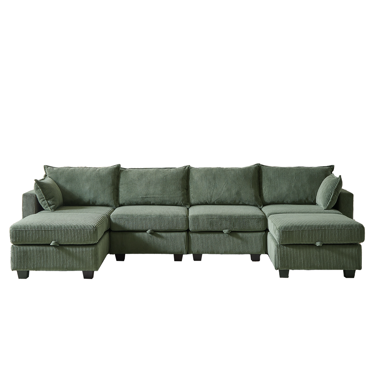 NEW 113.5'' Modular Sectional Corduroy U Shaped Sofa Couch with Storage Ottoman 6 Seat Convertible Sections and Chaise