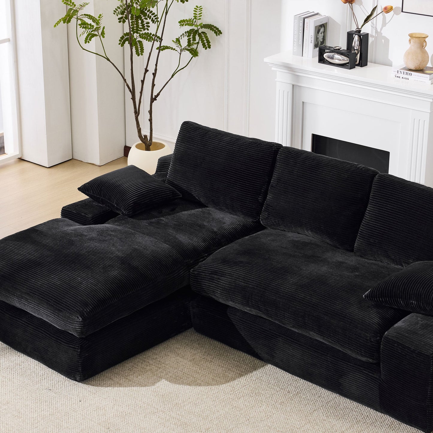 NEW 99*69' Modular Sectional Living Room Sofa Set, Modern Minimalist Style Couch, Upholstered Sleeper Sofa for Living Room, Bedroom, 2 PC Free Combination, Installation-free Sofa, L-Shape, Black