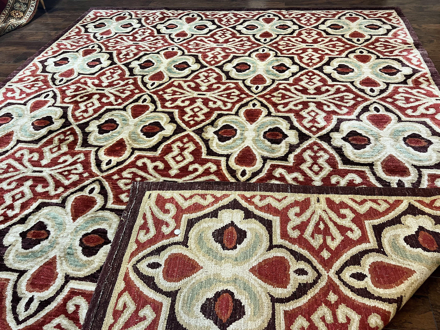 USED Portuguese Rug 9x12, Vintage Carpet, Handmade Wool Rug