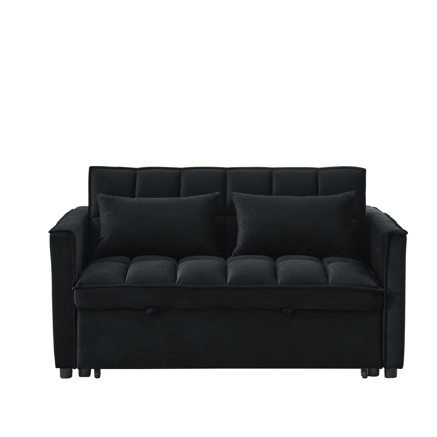 NEW Velvet Black Sleeper Convertible Sofa Recliner Bed 3-in-1 Adjustable Backrest 2-Seater