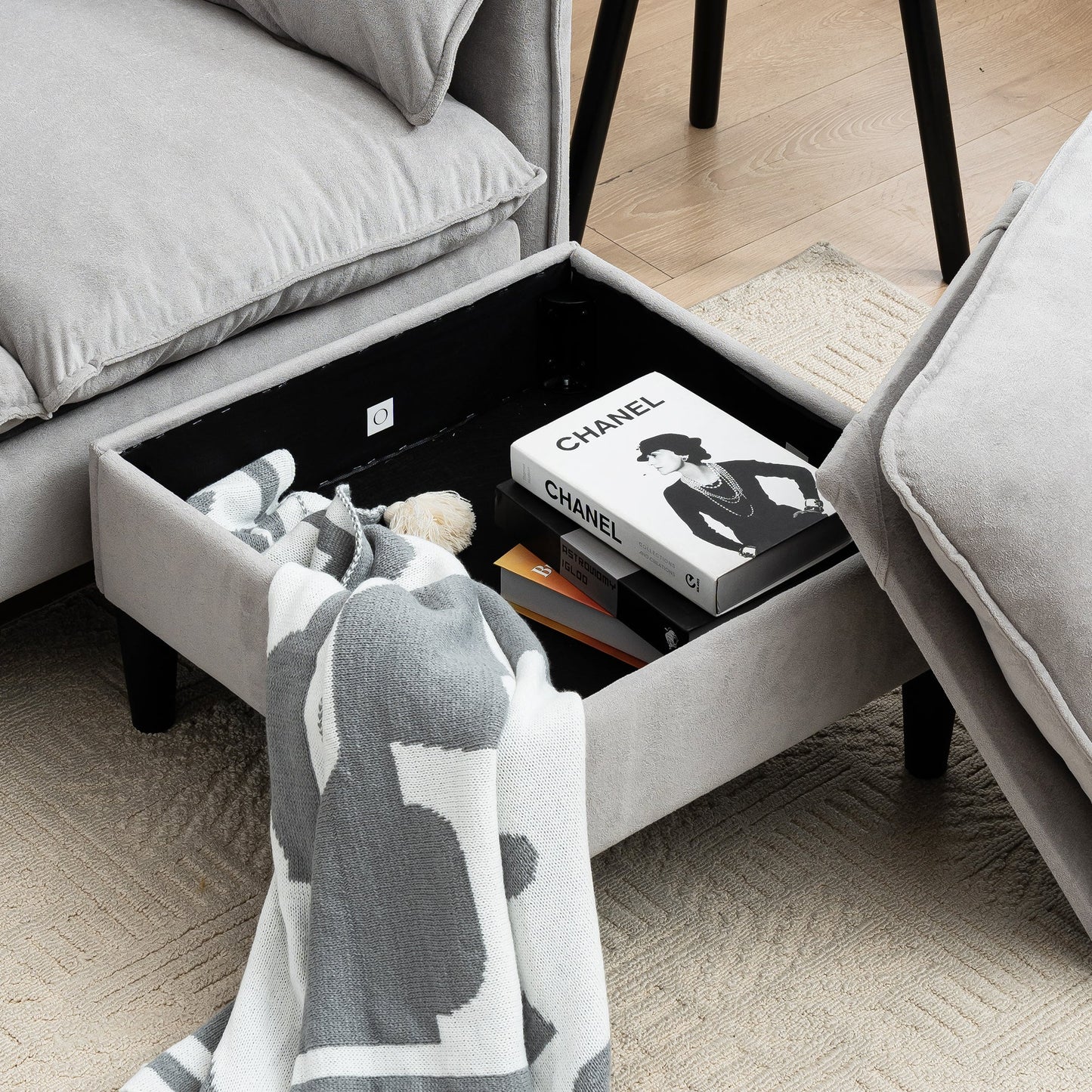 NEW Beige Convertible Combination L-Shaped Sofa with Footstools Storage