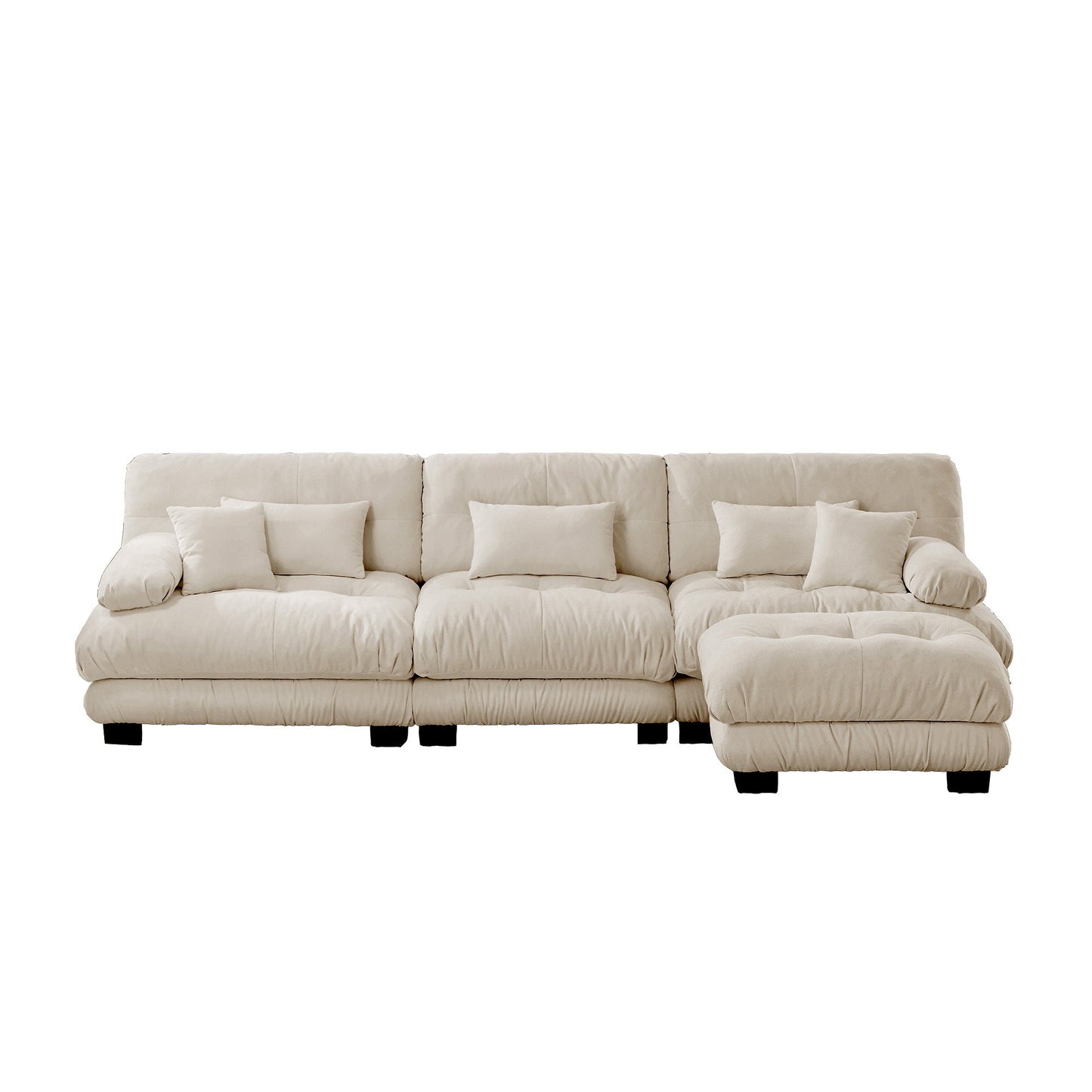 NEW Luxury Chenille Light Coffee Modular Sectional Sofa Oversized L Shaped Cloud Deep Seat Couch with Convertible Ottoman