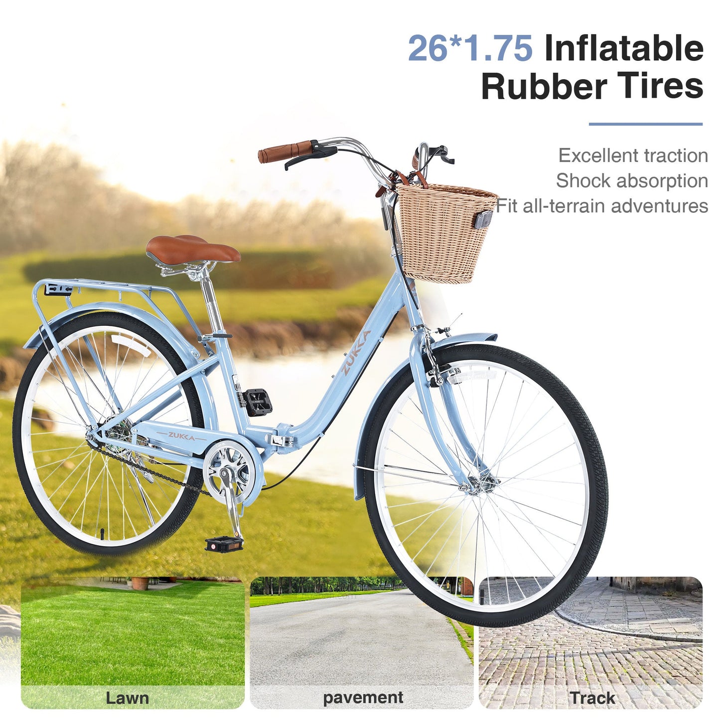 NEW 26" Blue Steel Frame Single Speed Folding Lady Bike
