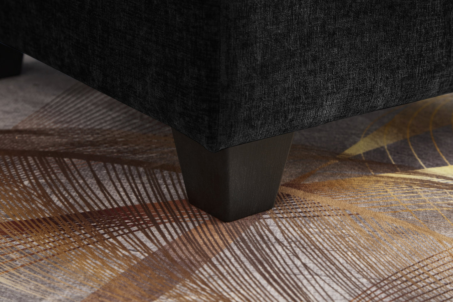 NEW 51' Oversize Chaise Lounge Chair with Ottoman and Storage  Upholstered Soft Chenille Black