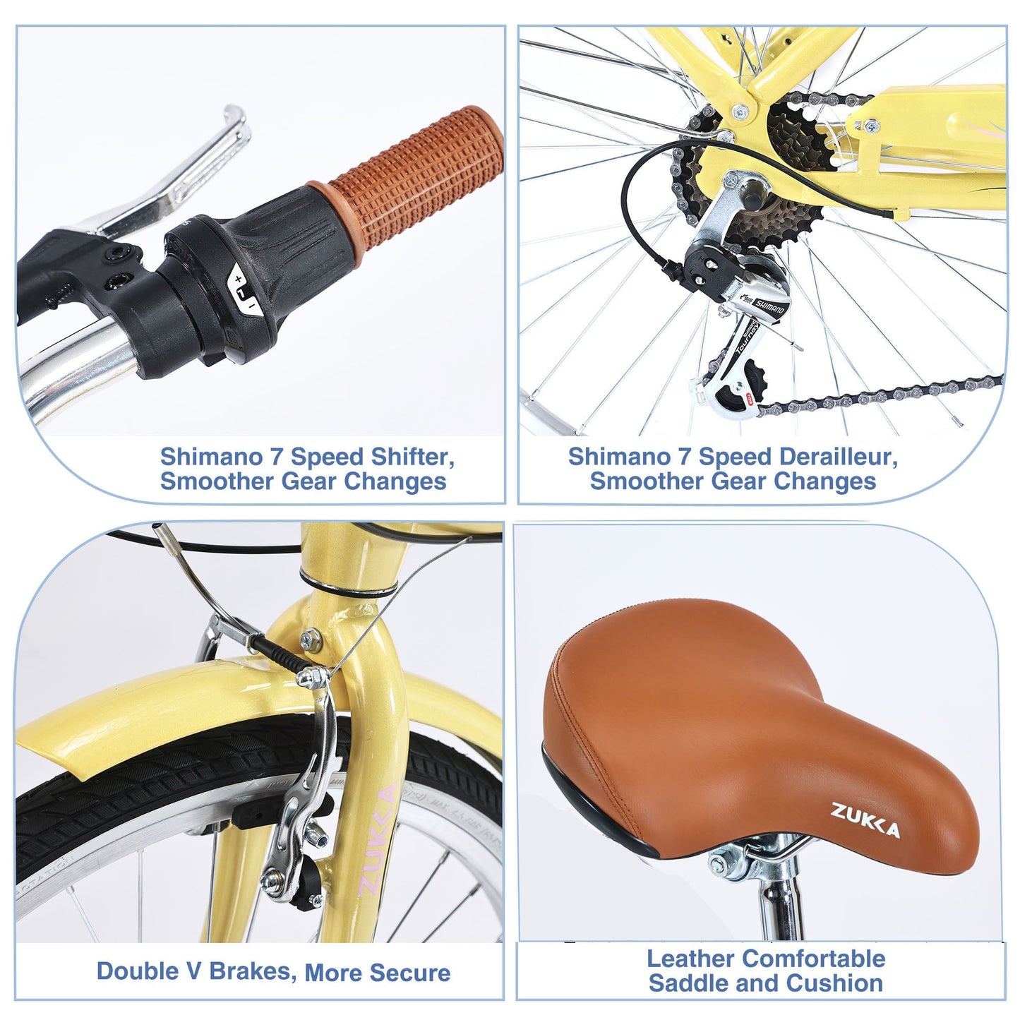 NEW 7 Speed, Steel Frame, Multiple Colors 24 Inch Ladies Bicycle