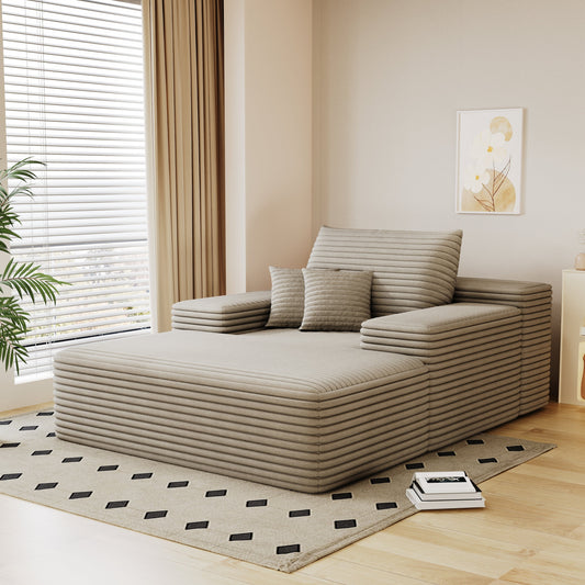 NEW 68'*51' Chaise Lounge Chair Indoor, Oversized Upholstered Sofa Bed, Sleeper Couch Reading Chairs Fluffy Plush Faux Fur Cloud Sofas Couches for Living Room,Camel