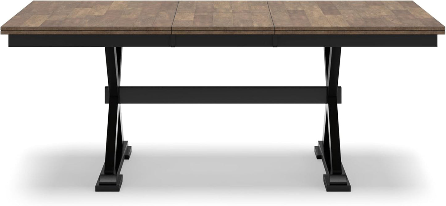NEW Farmhouse Dining Extension Table Butterfly Leaf 6-8 Seater Black And Dark Brown