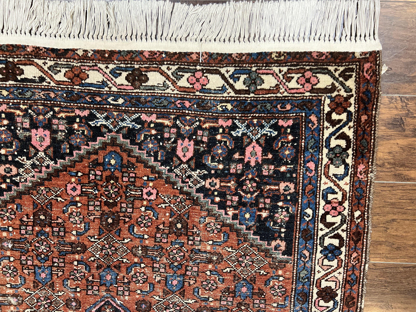 USED.Red Persian Hamadan Rug 4x6, Wool Handmade Antique Carpet, Geometric Medallion Rug, Oriental Rug 4 x 6, Persian Tribal Rug, Hand Knotted Rug