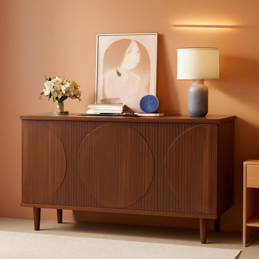 NEW Brown Buffet Cabinet Sideboard With Storage Doors Modern