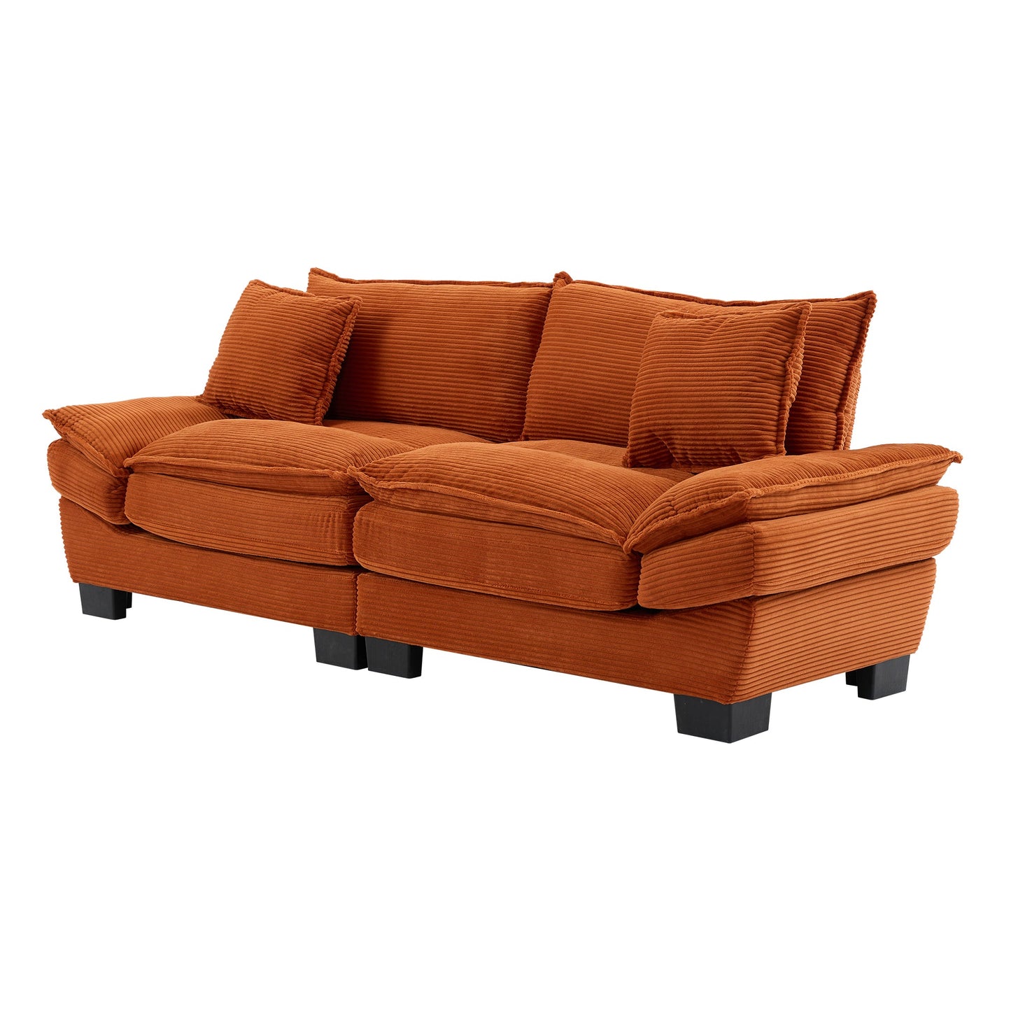 NEW Corduroy Sofa Sleeper Couch Loveseat Sofa with Pillows Comfy Upholstered Deep Seat Sofa for Bedroom,Living Room,Apartment,Office,Dorm-Orange Corduroy