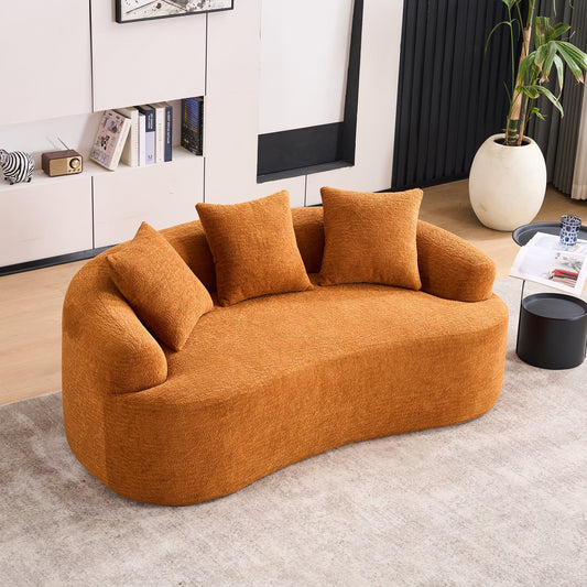 NEW Orange Curved Loveseat Full Compression Sponge Sofa 30D Chenille Couch