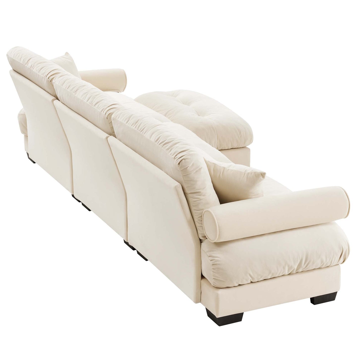 NEW Cream Super Comfort Oversized Modular Velvet Sectional Sofa Couch with Movable Ottoman